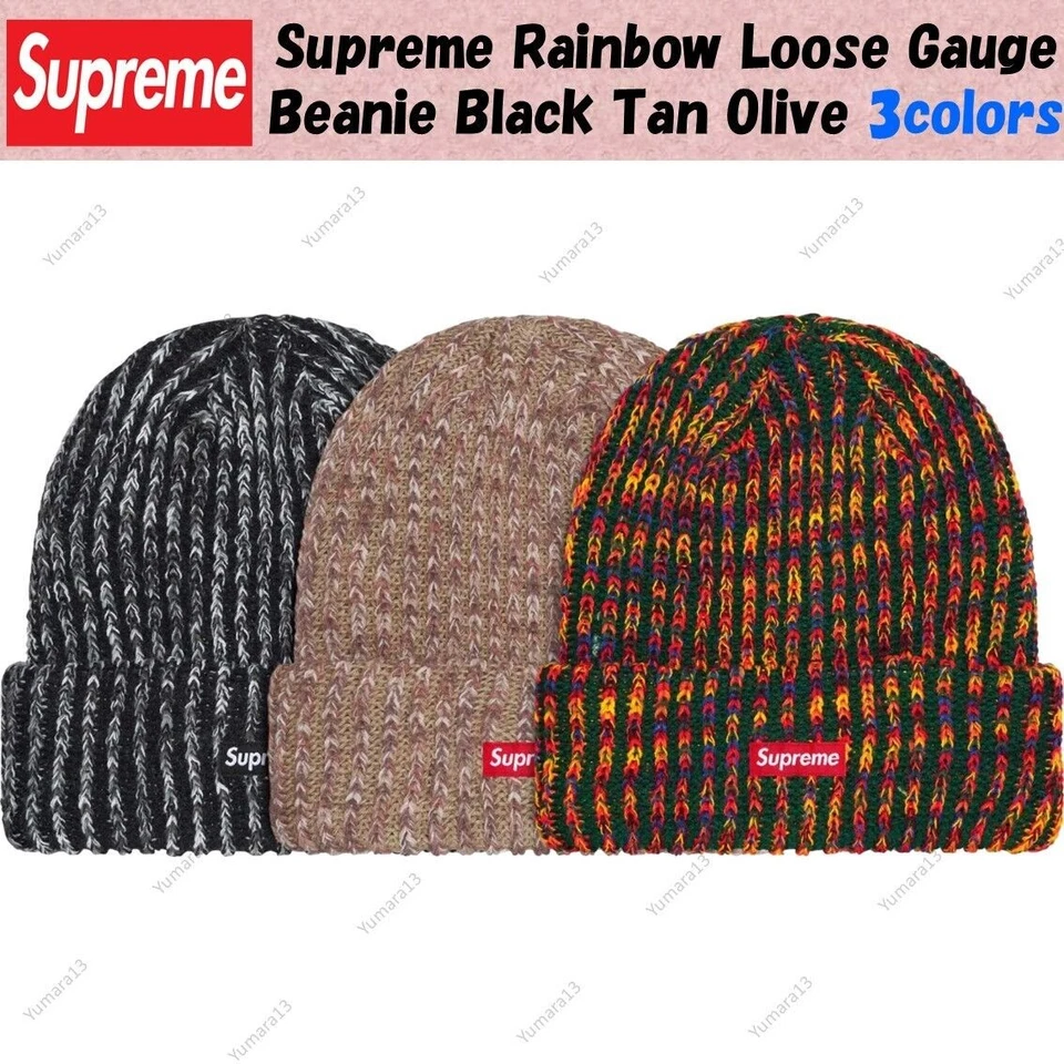 Bonnet Supreme Rainbow Loose Gauge Noir Tan Olive 3 couleurs - Photo 1/1