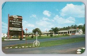 Old Dominion Motel Roanoke VA Postcard Neon Sign & Grounds - Picture 1 of 3
