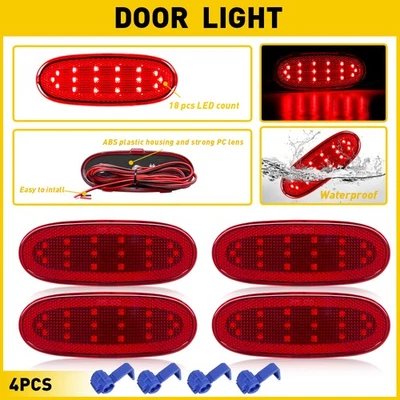 4PCS L+R Door Panel Courtesy Reflector Light Red For 2007-2009 Chrysler Aspen EE - Image 1 of 4