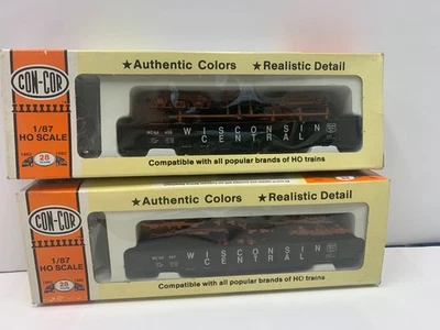 Lot of 2 HO Con-Cor, 54' Mill Gondola, Wisconsin Central, Black, #68459 & 68461 - Image 1 of 4