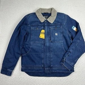 Carhartt Sherpa Lined Denim Jacket Men Large Tall Relaxed Fit Blue Sherpa Lined - Picture 1 of 11
