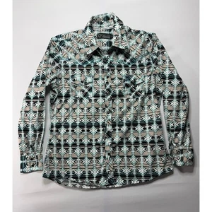 Cowgirl Hardware Women's Long Sleeve Aztec Print Pearl Snap Shirt - Size L - Picture 1 of 4