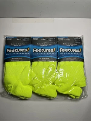 6 Pairs Feetures High Performance Ultra Light, No Show Tab, Yellow, XL - Image 1 of 4