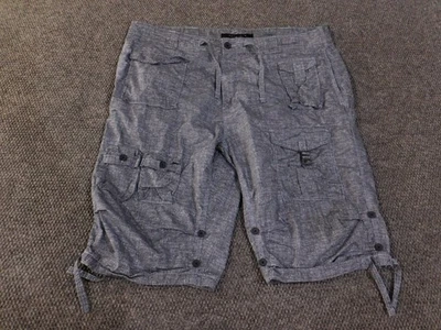 Pantalones Cortos Sean John Carga Hombre 42 Azul Crosshatch Bolsillos Streetwear De Colección Foto 1 de 4