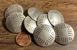 8 Large Antiqued Silver Tone Metal Shank Buttons Slight Dome 1 1/8" 28mm 7409 - Picture 1 of 2