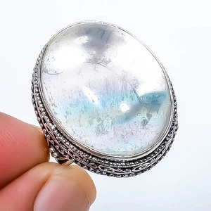 Natürlicher Kristall Edelstein versilbert Schmuck Fine Art Ring Gr.9 R3051-236 - Bild 1 von 3