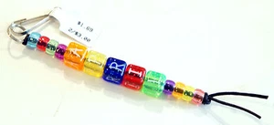 April Zipper Pull Charm Rainbow Sparkle Beads Blocks Key Chain - Picture 1 of 1