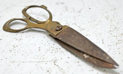 Antique Brass Iron Tailor's Scissors Original Old Hand Crafted - Image 1 of 4