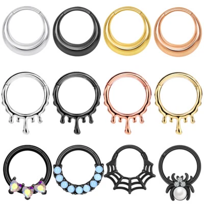 Pendiente Daith de cartílago clicker tabique con bisagras anillo nariz acero quirúrgico - un aro Foto 1 de 4