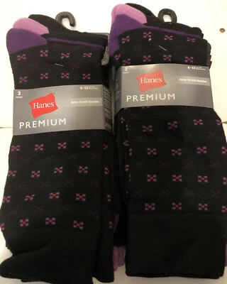 Hanes - Calcetines cortos morados y rojos para hombre - Dos paquetes de tres Foto 1 de 2