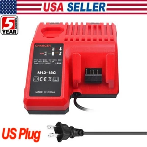 Rapid Charger for Milwaukee 12V-18V Lithium Battery M18 M12-18C 48-59-1812 M12 - Picture 1 of 14