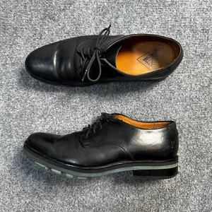 John Fluevog Dress Shoes Mens 8 Black Leather Lace Up Oxford - Picture 1 of 16