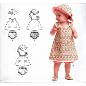 Sun Dress w/ Cross Back , Panties, Hat Sewing Pattern Size NB,S,M,L,XL Uncut - Picture 1 of 3