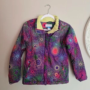 Columbia Multicolor Spiral Circles Print Winter Ski/Snow Jacket Kids Size 10/12 - Picture 1 of 10