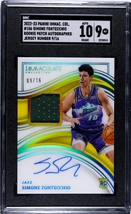 2022-23 Panini Immaculate Simone Fontecchio Rookie 9/16 Patch Auto SGC 9 Mint - Picture 1 of 2