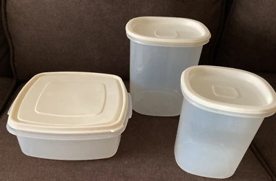 Rubbermaid Servin' Saver контейнеры для хранения продуктов #6 5 и 3 крышки с миндалем набор из 3 - Изображение 1 из 4