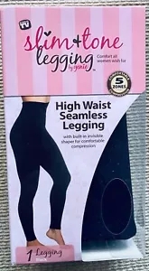 GENIE SLIM TONE LEGGINGS High Waist WOMEN SHAPER Compression DARK GREY S 1 PAIR - Picture 1 of 9
