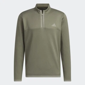 Pullover de golf Adidas Microdot 1/4 cremallera - verde oliva - talla mediana - buena calidad - Imagen 1 de 2