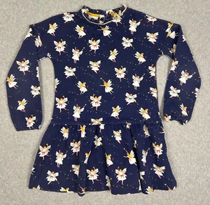 Mini Boden Dress Girls (9-10Y) Navy Sweater Tunic Jumper Fairy Print Gold Bow - Picture 1 of 13