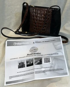 GENUINE BRAHMIN Croc Embossed Leather Crossbody Handbag W/ Certificate - Picture 1 of 17