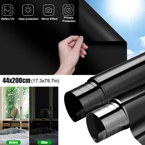 Static Cling Blackout Window Film 100% UV Blocking Thick Black Tinting Sun Cover - Picture 1 of 8