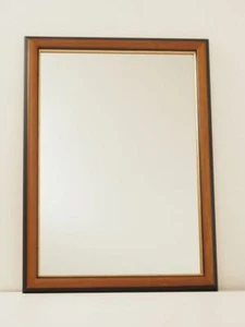 Spiegel Wandspiegel Holzrahmen Bad Flur schwarz braun Goldrand 34,5 x 47 cm - Bild 1 von 12