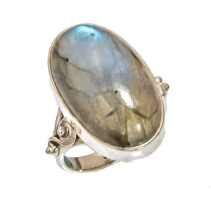 LABRADORITE NATURAL GEMSTONE 925 STERLING SILVER HANDMADE JEWELRY RING 3 TO 12 - Picture 1 of 3