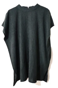 Eileen Fisher Women's $158 Woven Plissé Mock Neck Top size M - Picture 1 of 6
