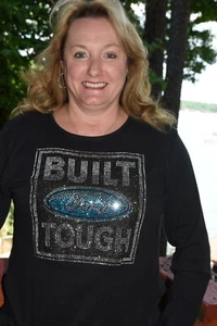 Ford Build Ford Tough rhinestone bling shirt XS S M L XL XXL 1X 2X 3X 4X 5X - Picture 1 of 8