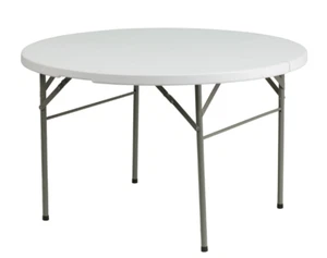 White Round Plastic Folding Table Outdoor Party Dining Portable Camping Event - Picture 1 of 8