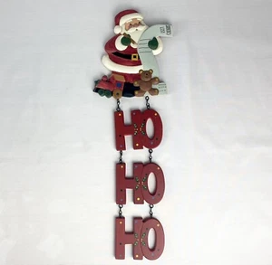 Kurt Adler Christmas Wall Hanging Santa List Carved Wood Sign Holiday Ho Ho Ho - Picture 1 of 6