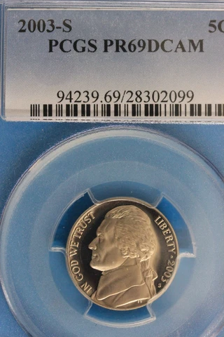 2003 S PR 69 DCAM Jefferson Nickel PCGS Certified Graded Authentic Slab OCE 1775 Cover