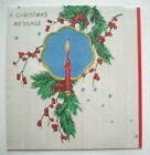 40's Candle w reflector and pines berrries vintage Christmas greeting card *E16