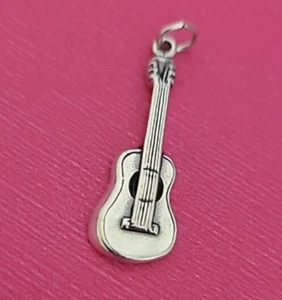 Sterling Silver Musical Instruments Guitar Acoustic Charm Pendant 925 USA New - Picture 1 of 6