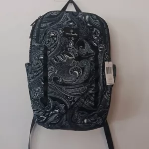 Vera Bradley Lighten Up LARGE Sporty Compact Backpack Stellar Paisley Black - Picture 1 of 16