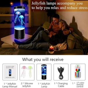 Jellyfish Lava Lamp 7 Color Changing Remote Decor Night Light Aquarium Tank Hot - Picture 1 of 9