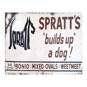 Letrero de pared publicitario vintage de metal Spratts comida para perros - Imagen 1 de 1