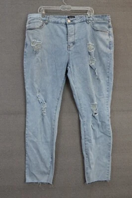 Boohoo Man Slim Distressed Jeans Denim Light Wash Mens Size 40x31 - Image 1 of 4