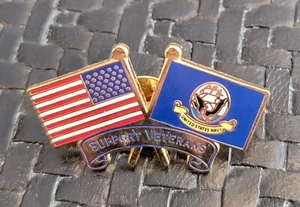 US MARINE USN COMBO USA FLAGGE MILITÄR REVERS PIN ABZEICHEN, Unterstützung Veteranen 1,25 ZOLL - Bild 1 von 2