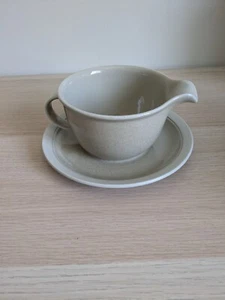 Mikasa Stone Craft Stoneware SANDPIPER Gravy - Sauce Boat AND Plate - Picture 1 of 5