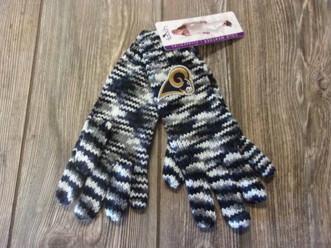 NWT Womens Los Angeles Rams Touch by Alyssa Milano Embroidered Knit Logo Gloves Cover
