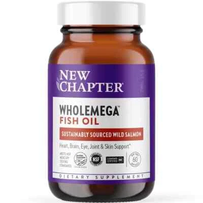 New Chapter Wholemega Fish Oil Wild Salmon 60ct Exp 08/27 - Image 1 of 4