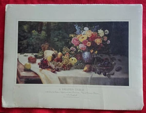 STAMPA GRAPES APPLES PEARS TABLE WITH SUMMER FLOWER A. BURGHARDT ED. GUTENBERG - Imagen 1 de 1