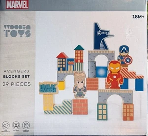 Marvel Avengers 29 Piece Wooden Colored Blocks Sealed! Perfect! - Picture 1 of 18