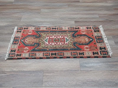 Alfombra bohemia Oushak, alfombra turca Oushak, alfombra contemporánea hecha a mano, 2x4 pies Foto 1 de 4