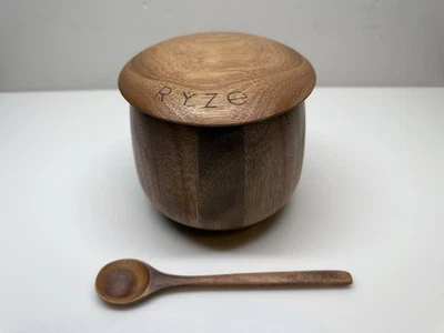 Ryze Mushroom Coffee Acacia Jar Wooden Storage Container with Lid Real Wood