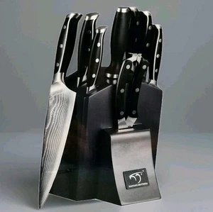 Nanfang Brothers Damast Küchenmesser Set schwarz Holzblock 9-teilig NEU offene Box - Bild 1 von 11