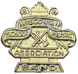 Antike Vintage Wisconsin WI School Music Association Band Anstecknadel goldfarben - Bild 1 von 5