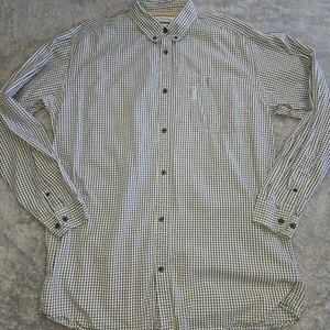 Columbia Shirt Mens Large Tall LT Blue Check Gingham Button Down Long Sleeve  - Picture 1 of 10