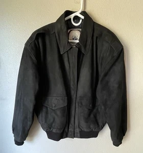 Vintage Paris Sport Club Bomber Lederjacke Herren M, Full Zip schwarz.     J2058 - Bild 1 von 12